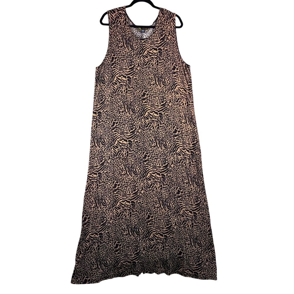 Mirasol Sleeveless Leopard Print Maxi Dress Women's 1X Acetate Easy Wear Resort